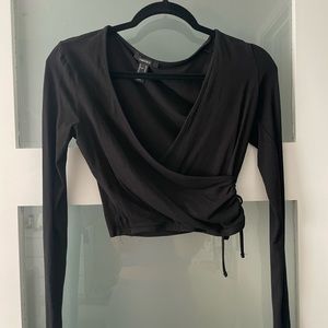 Forever 21 Long Sleeve Wrap Crop Top